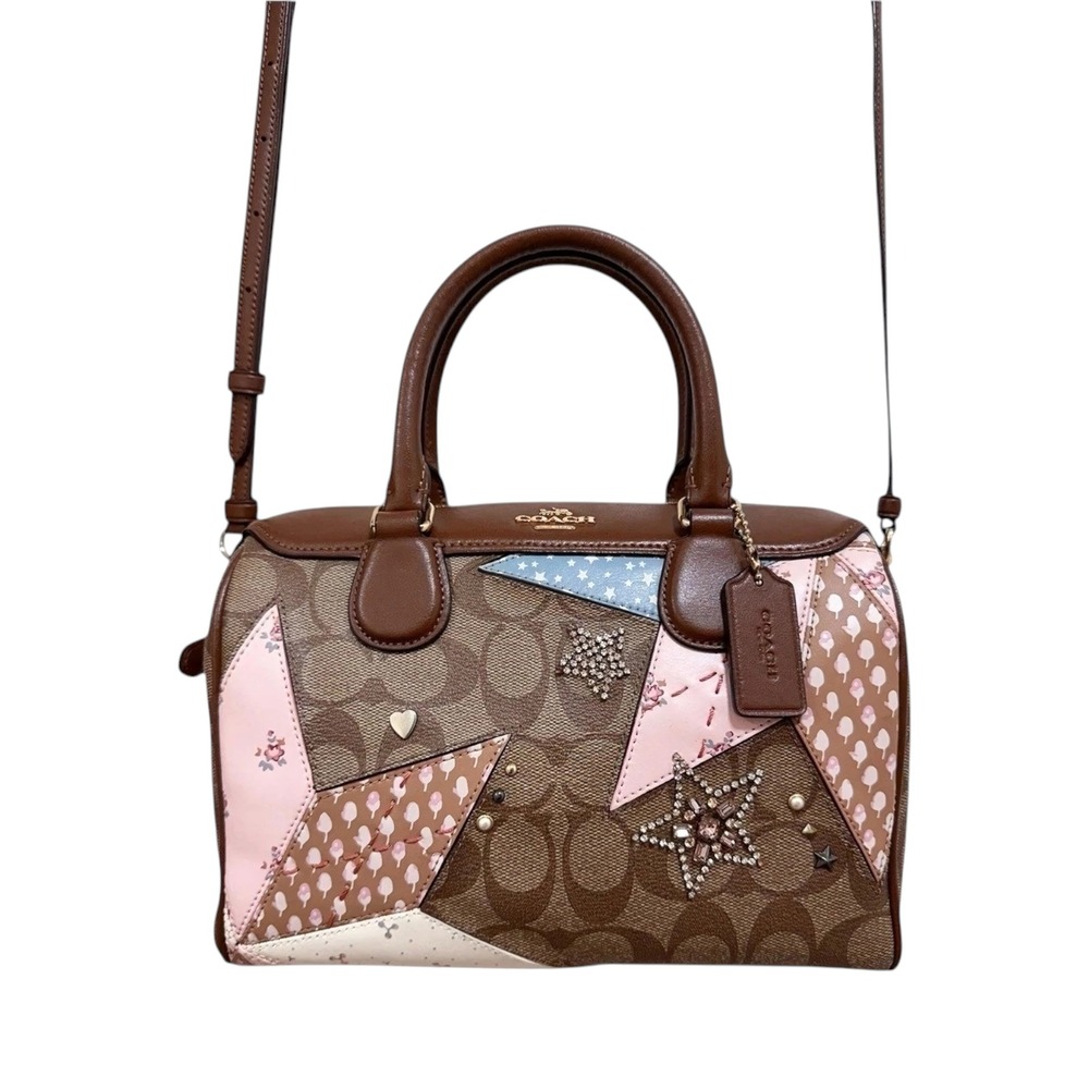 Coach Mini Bennett Star Patchwork Satchel Crossbody Canvas F67370